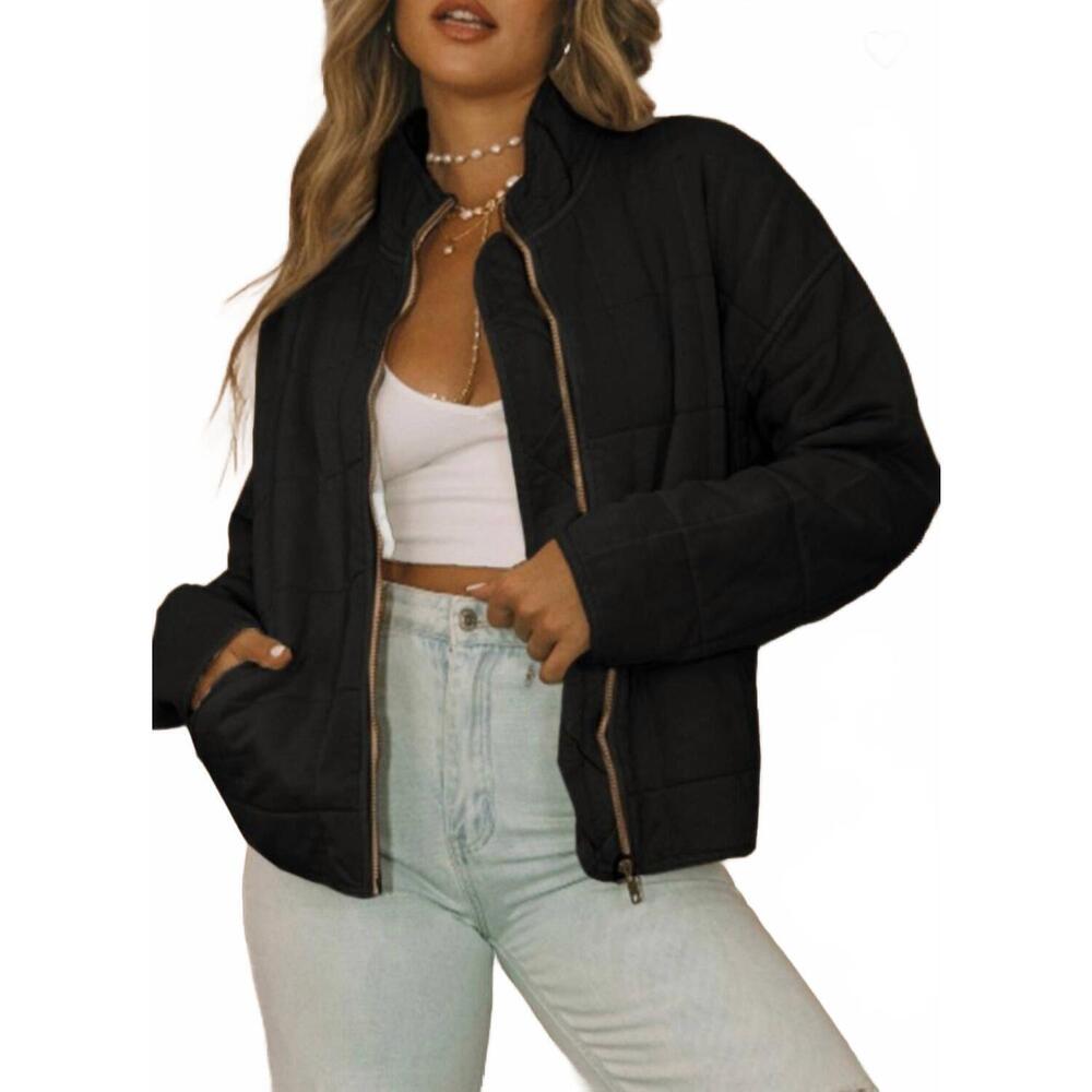 NEW JUNIPER BLVD quilted zip up jacket in black